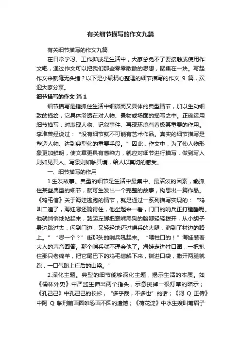 有关细节描写的作文九篇