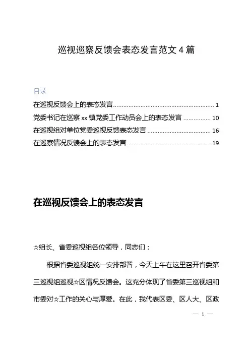 (完整版)巡视巡察反馈会表态发言范文4篇