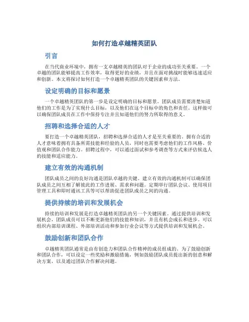 如何打造卓越精英团队