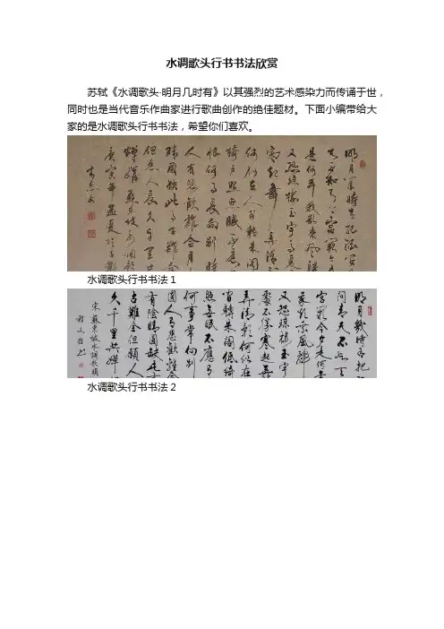 水调歌头行书书法欣赏