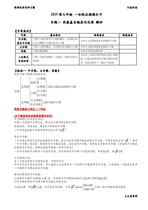 【解析】专题一 实数基本概念及化简