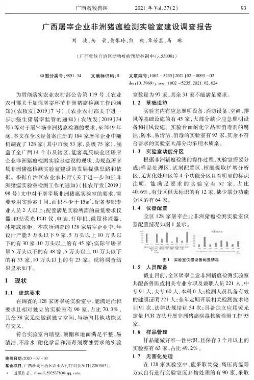广西屠宰企业非洲猪瘟检测实验室建设调查报告