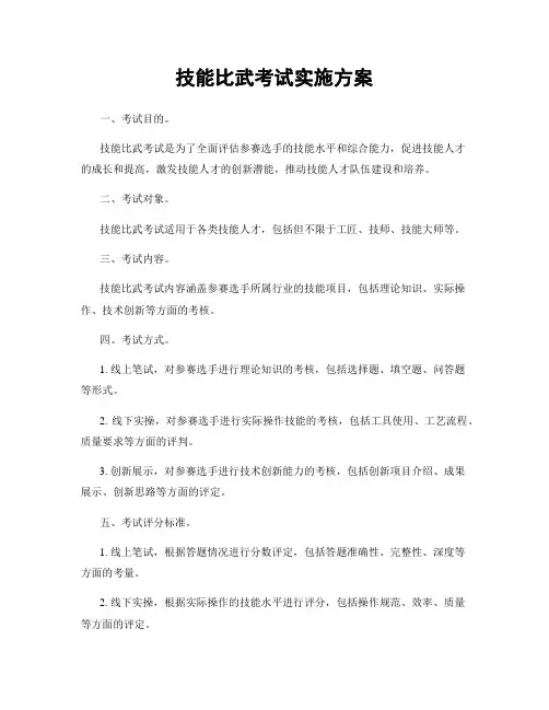 技能比武考试实施方案