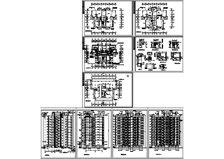 某小镇点式小高层建筑施工全套参考CAD详图