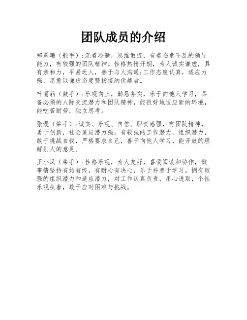 团队成员的介绍 