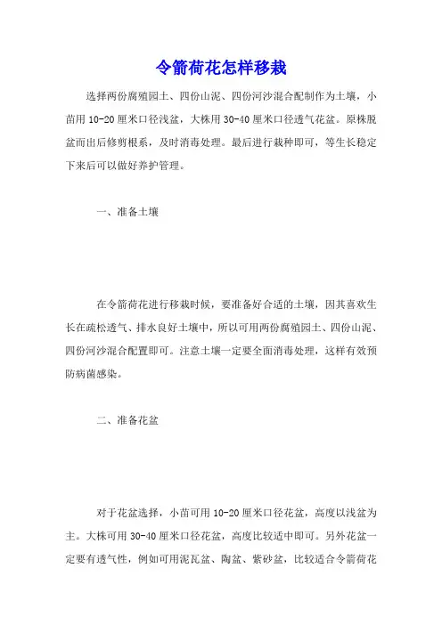 令箭荷花怎样移栽