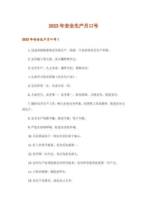 2023年安全生产月口号_3