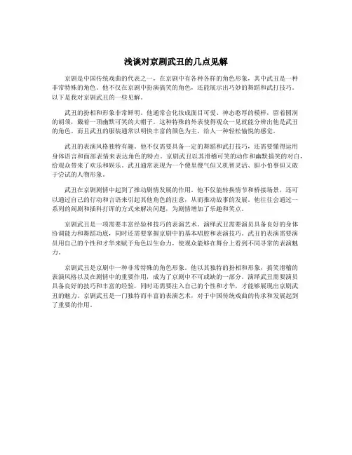 浅谈对京剧武丑的几点见解