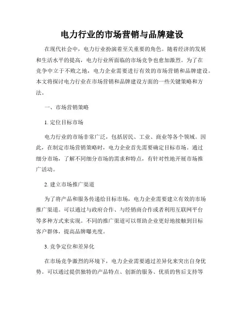 电力行业的市场营销与品牌建设