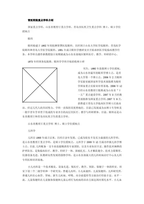 青医附院重点学科介绍