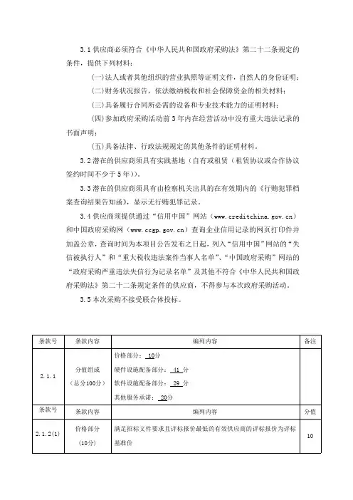 3.1供应商必须符合《中华人民共和国政府采购法》第二十二