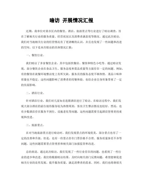 暗访 开展情况汇报