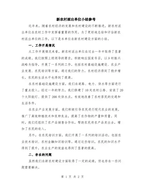 新农村派出单位小结参考