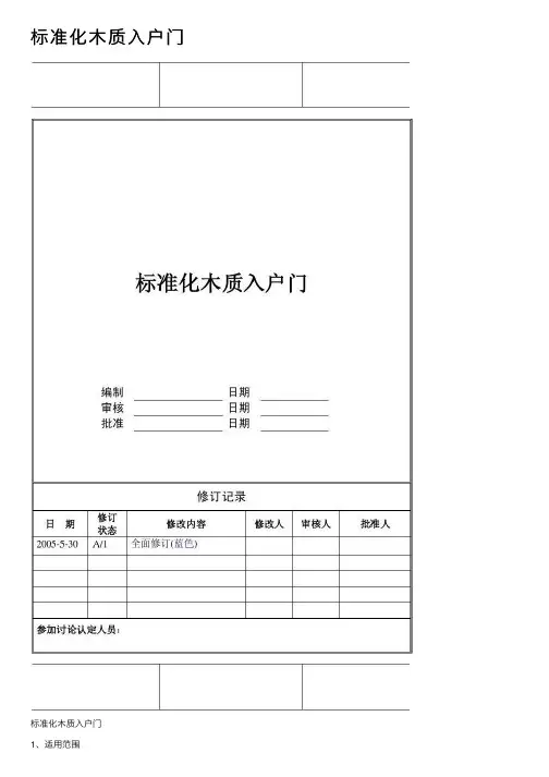 标准化木质入户门