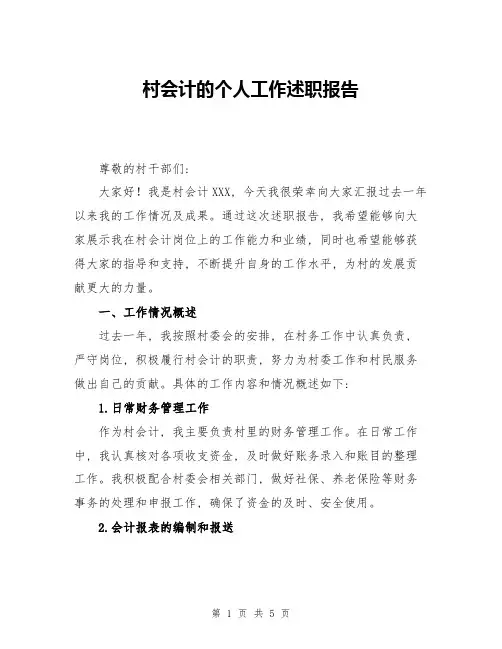 村会计的个人工作述职报告