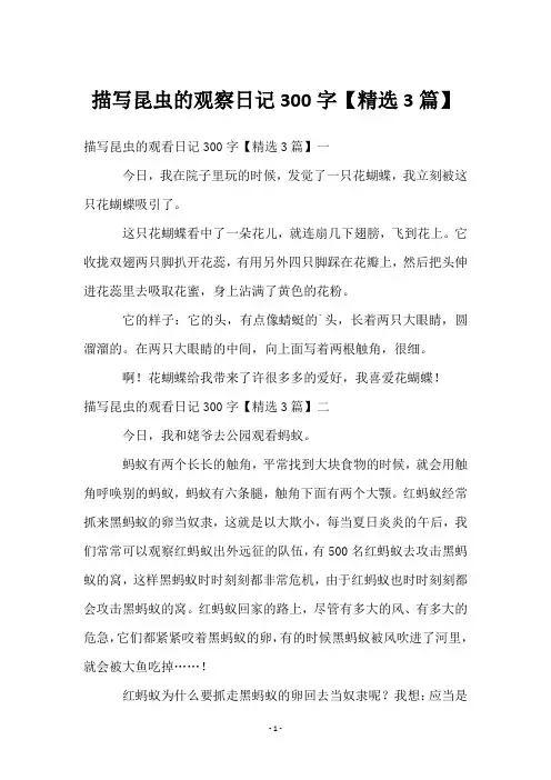 描写昆虫的观察日记300字【3篇】