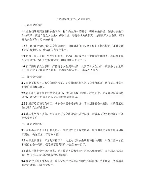 严格落实和执行安全规章制度