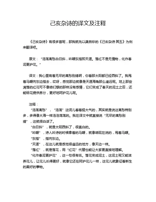 己亥杂诗的译文及注释