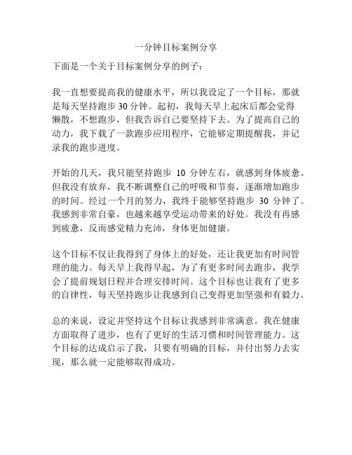 一分钟目标案例分享