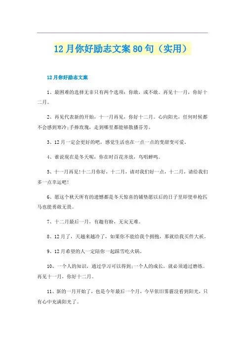 12月你好励志文案80句(实用)