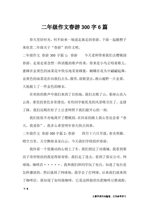 二年级作文春游300字6篇_作文专题