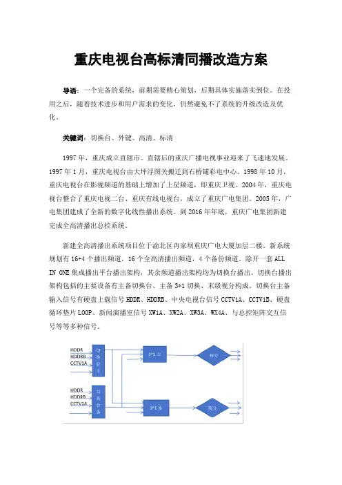 重庆电视台高标清同播改造方案