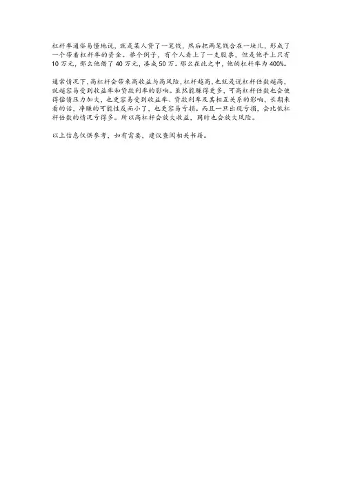 杠杆率通俗易懂的说法