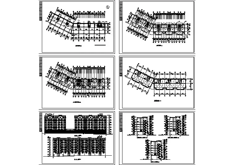 某地区小型商住楼平立剖面建筑图(标注详细)