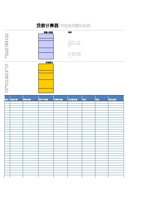 贷款计算器表格excel
