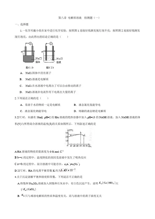 第八章 电解质溶液 检测一
