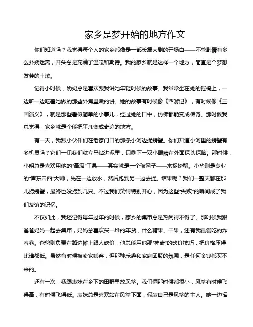 家乡是梦开始的地方作文