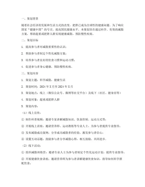 减脂方面的策划书模板