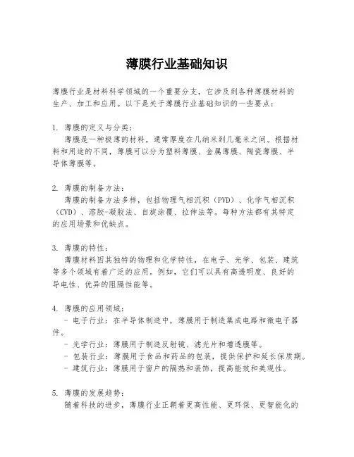薄膜行业基础知识