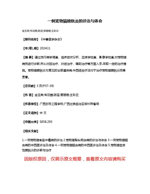 一例宠物猫膀胱炎的诊治与体会