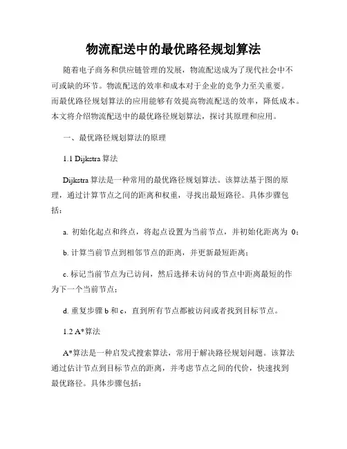 物流配送中的最优路径规划算法