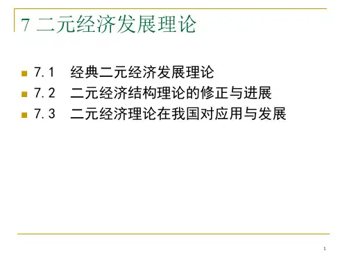 发展经济学课件 第二篇7二元经济发展理论