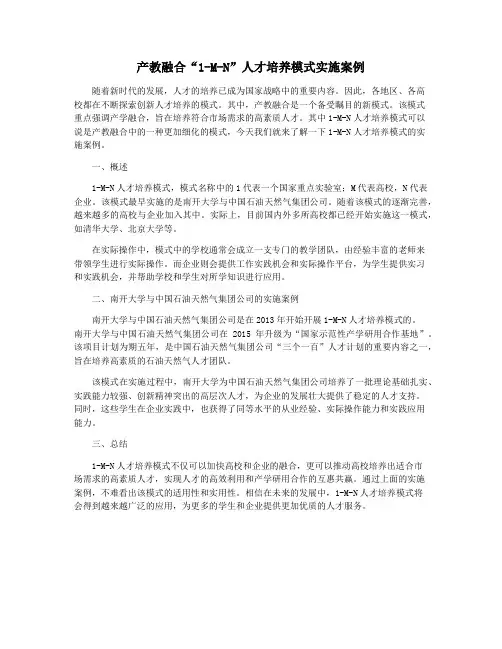 产教融合“1-M-N”人才培养模式实施案例
