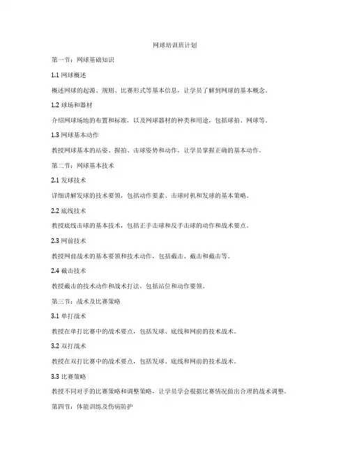 网球培训班计划