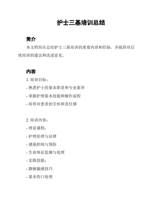 护士三基培训总结