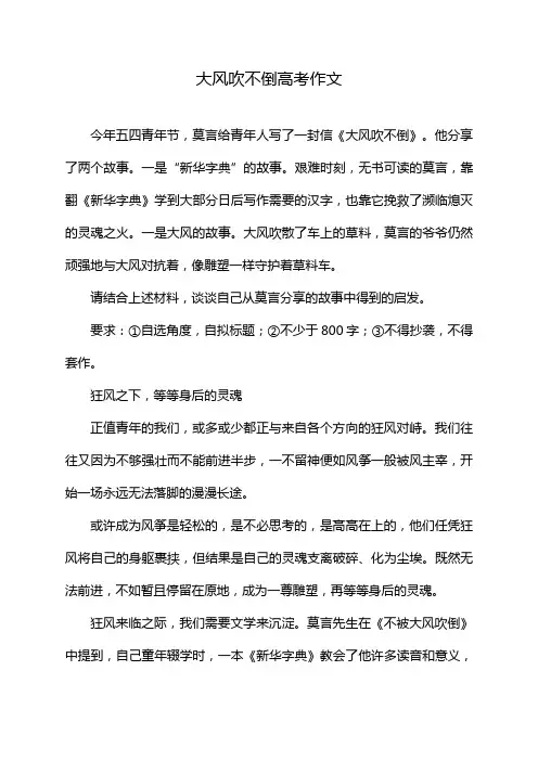 大风吹不倒高考作文