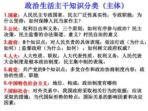 政治生活主干知识分类(主体)