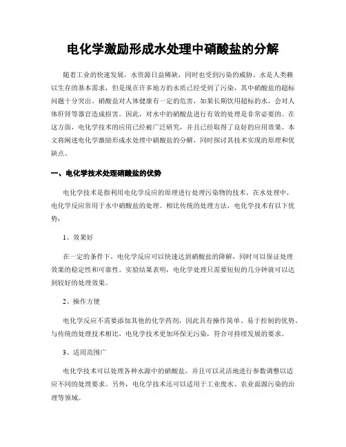 电化学激励形成水处理中硝酸盐的分解