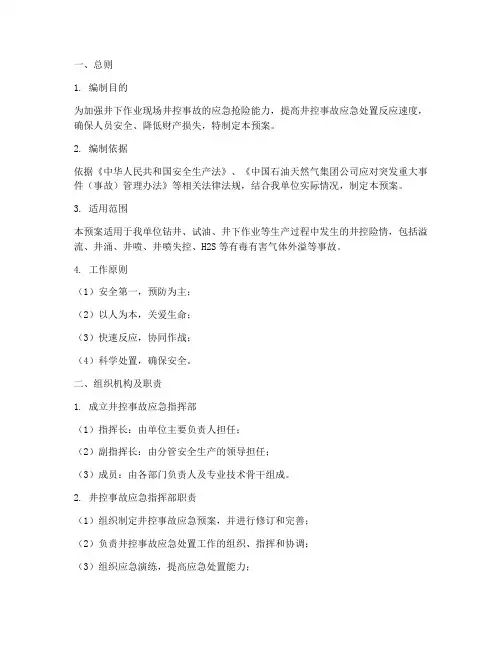 井控险情应急处置预案模板