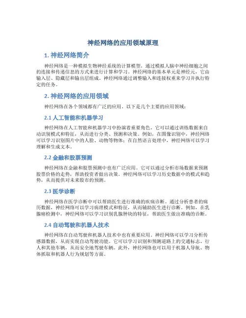 神经网络的应用领域原理