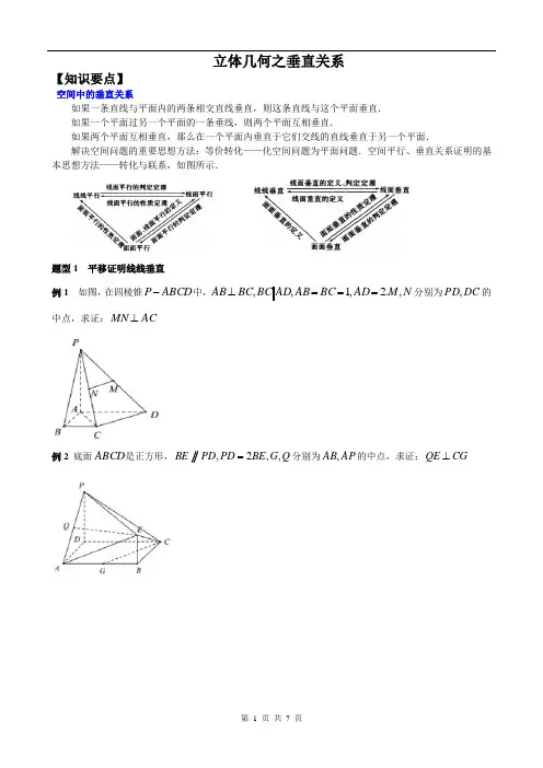 线面垂直与面面垂直的判定与性质