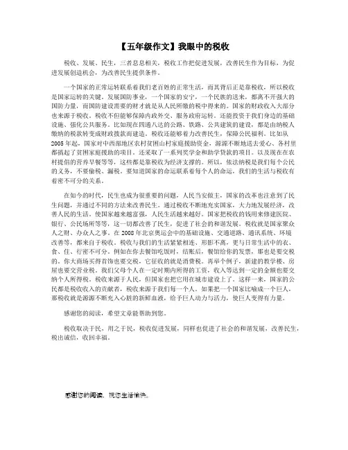 【五年级作文】我眼中的税收