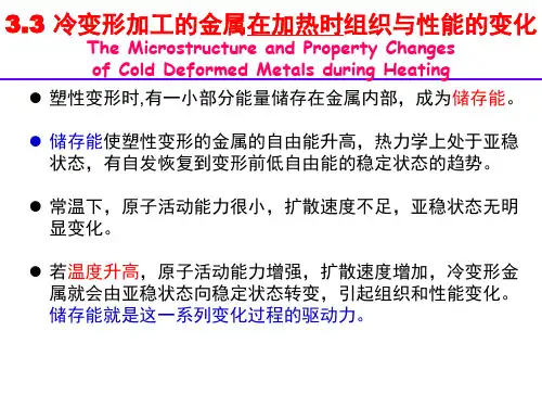 3.3冷变形加工金属在加热时组织和性能变化