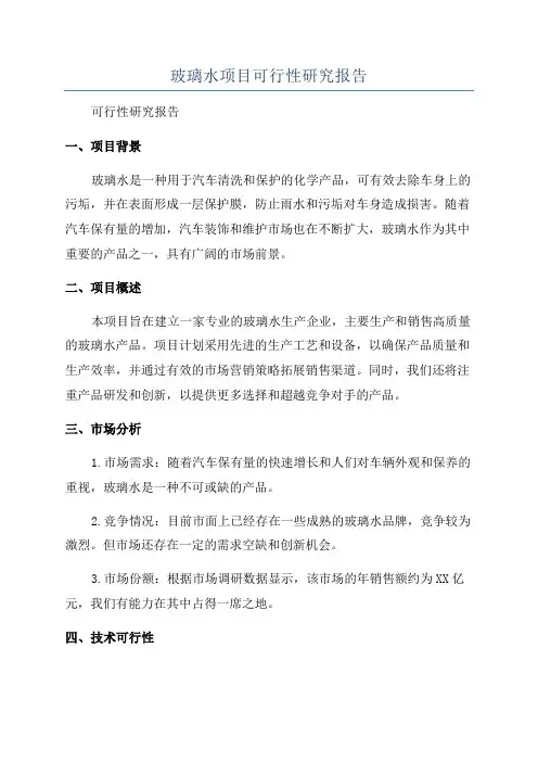 玻璃水项目可行性研究报告