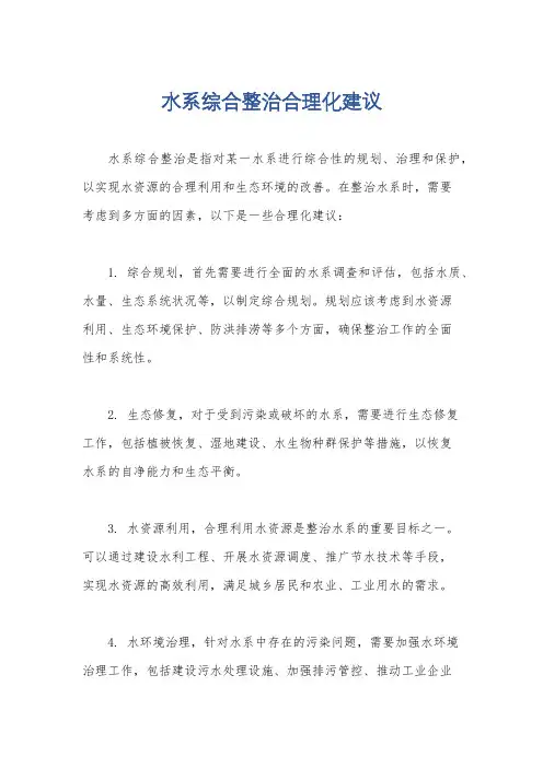 水系综合整治合理化建议
