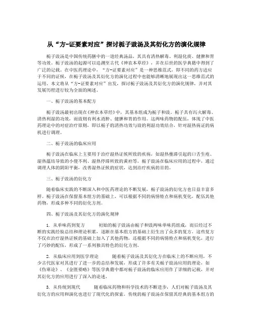 从“方-证要素对应”探讨栀子豉汤及其衍化方的演化规律